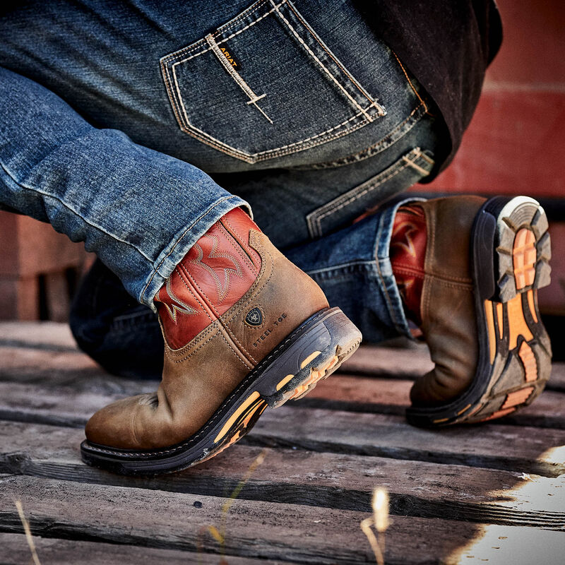 Ariat Workhog Wide Square Toe Steel-Toe Work Boot - Dark Earth