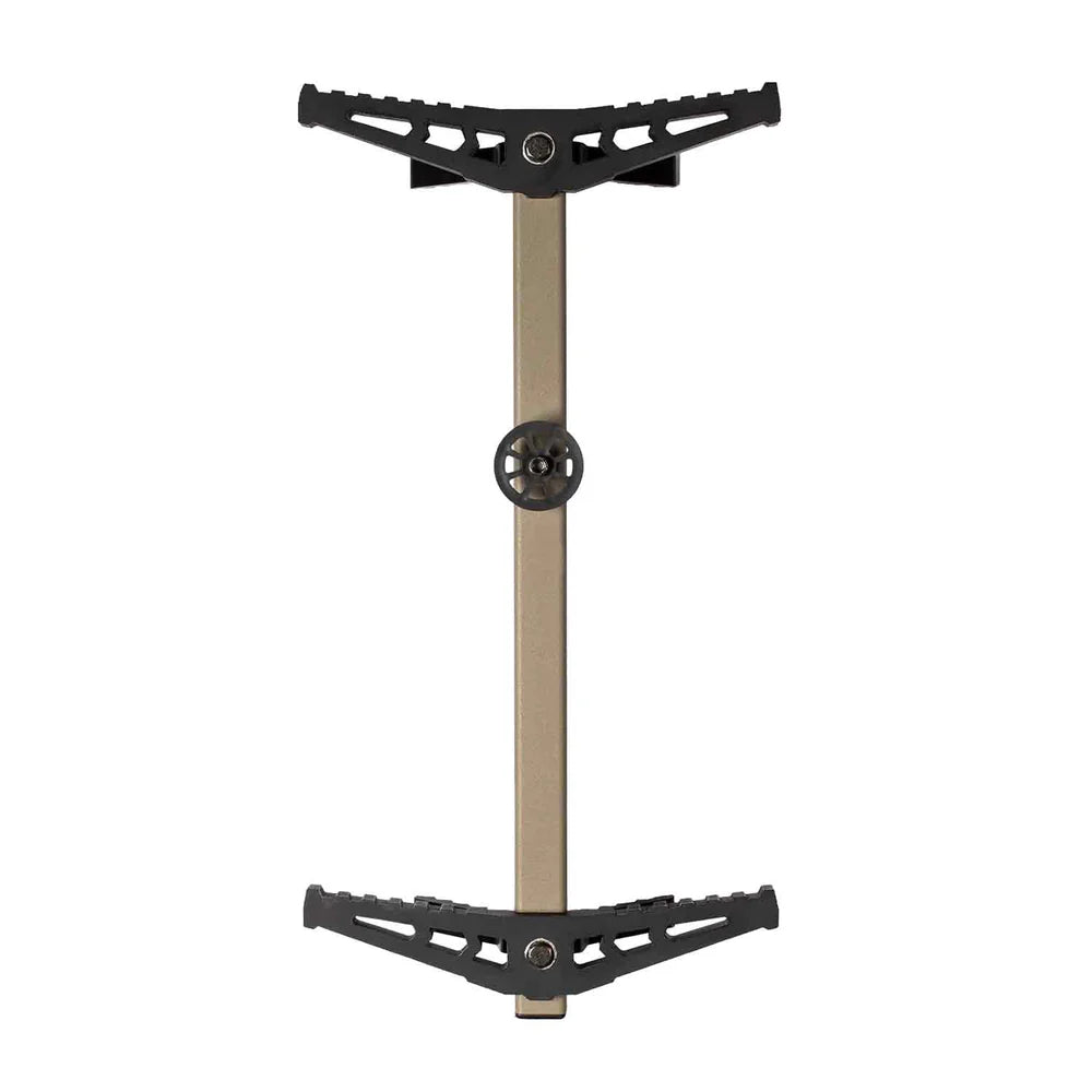 brown climbing stick with black steps on a white background