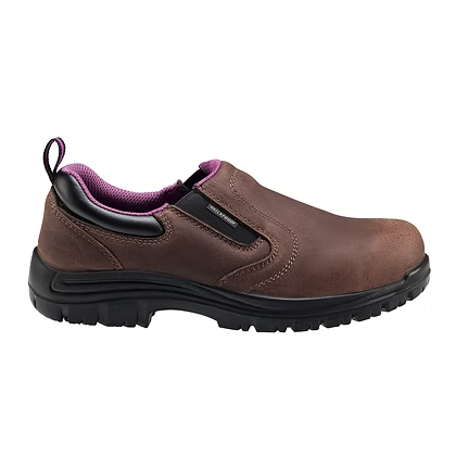 brown shoe with pink accents on a white background
