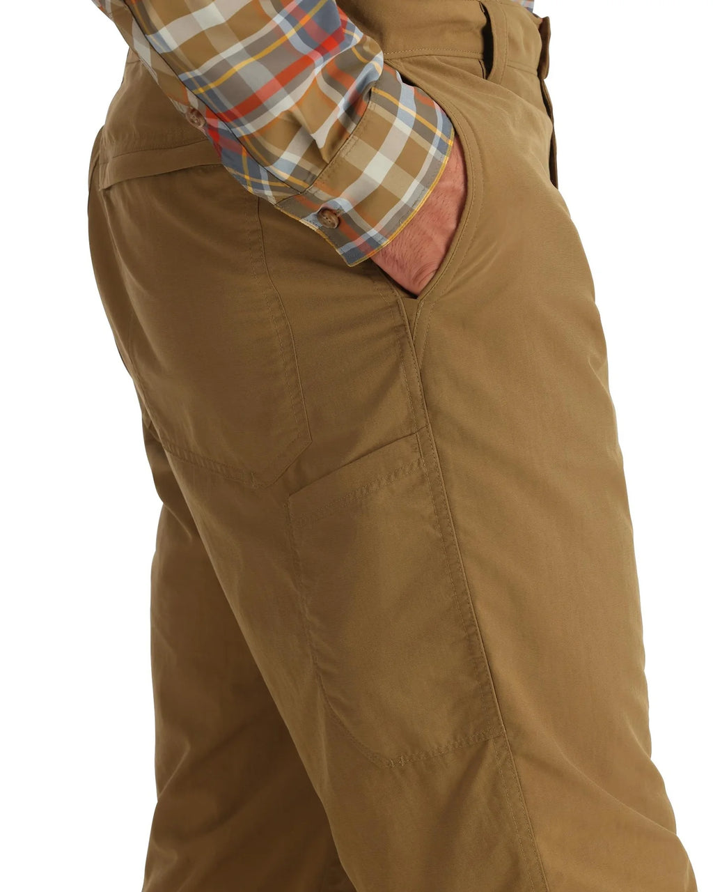 man wearing brown pants on a white background