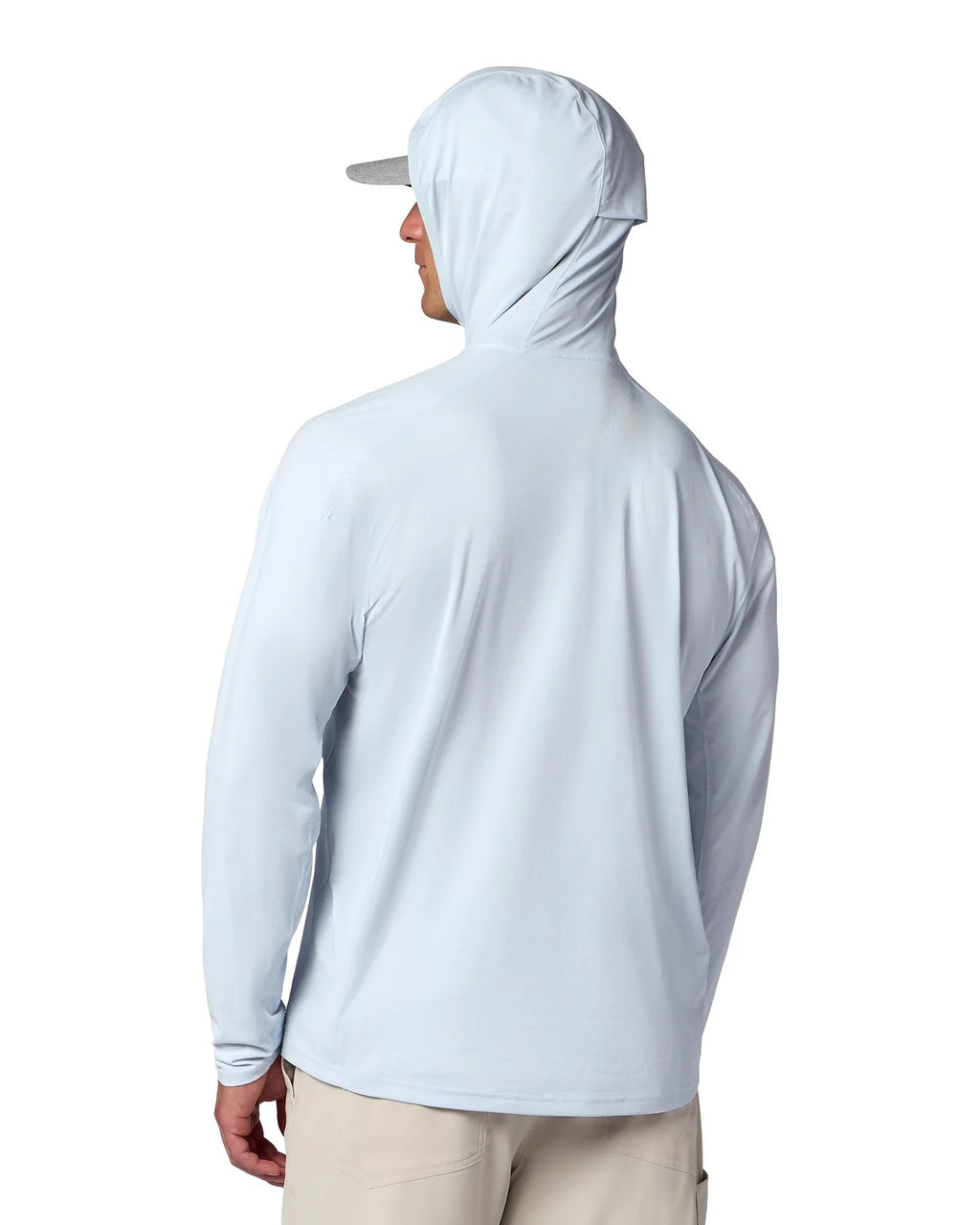 Man wearing blue hoodie on a white background