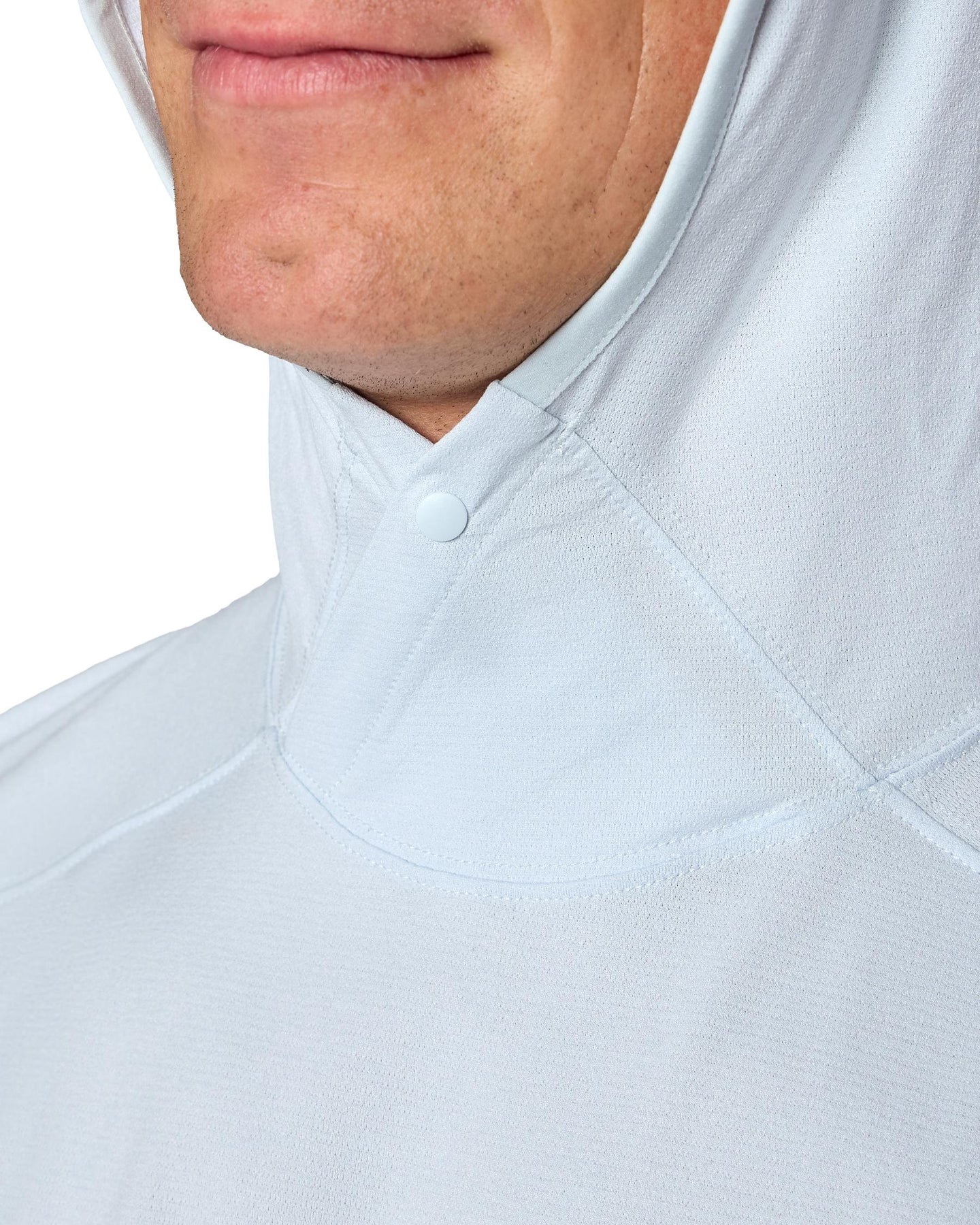 man wearing blue hoody