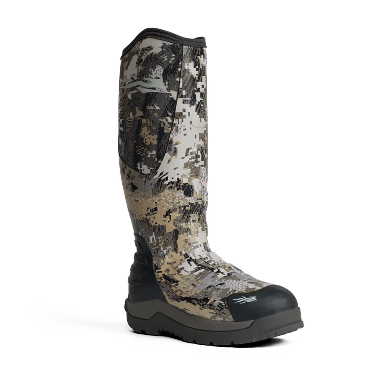 Camouflage-patterned boot on a white background