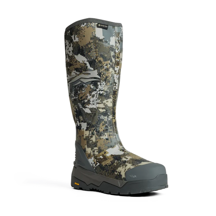 Camouflage-patterned boot on a white background