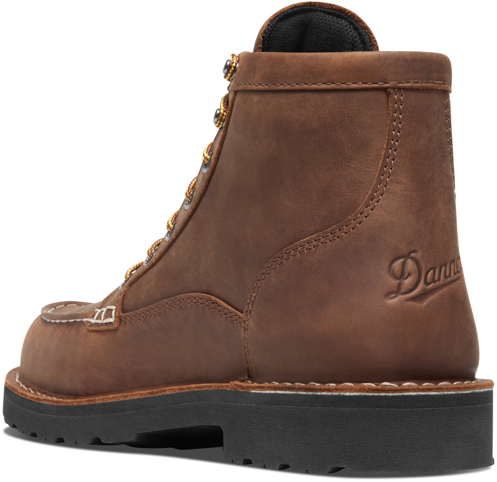 Brown leather boot with 'Danner' branding on a white background
