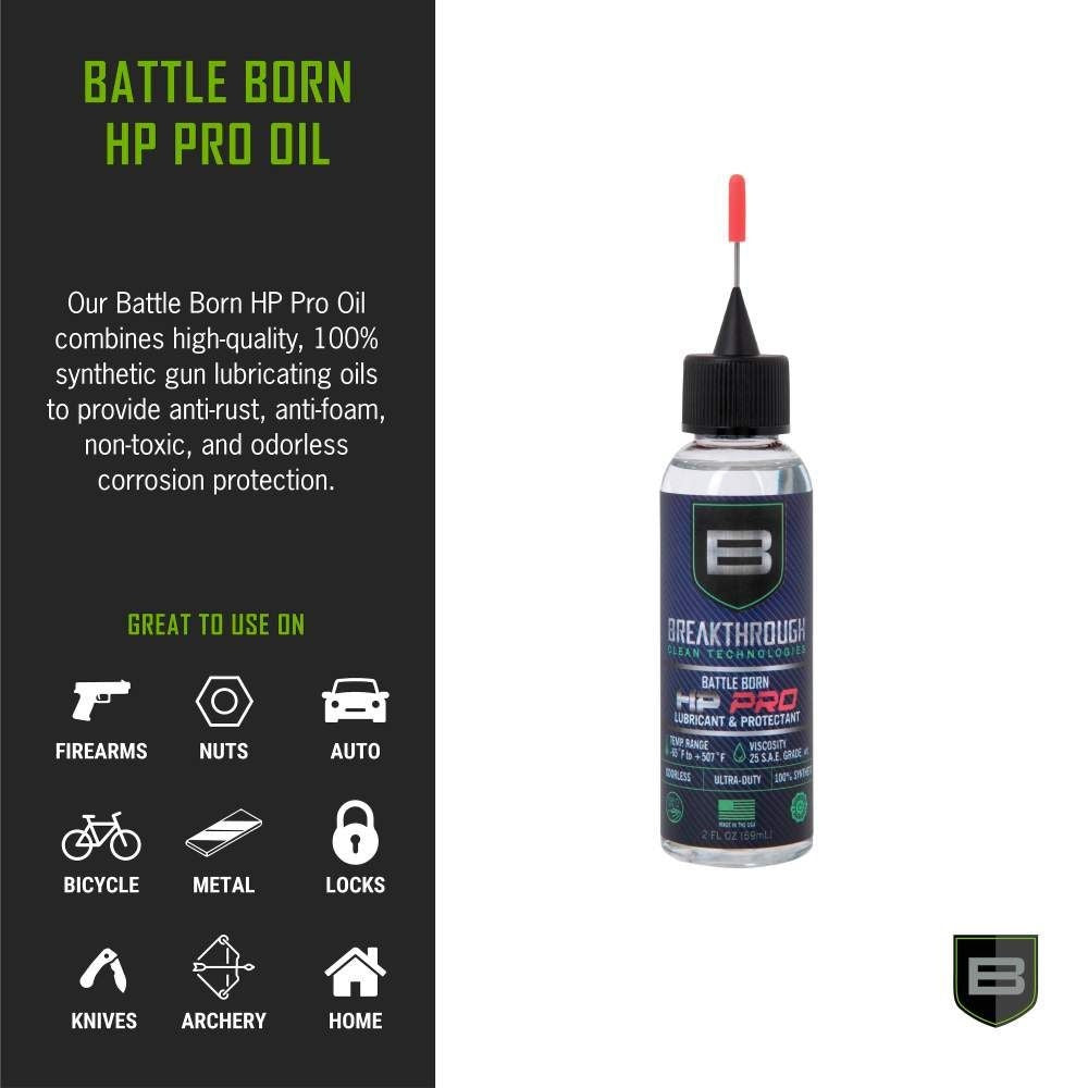 BATTLE BORN HP PRO LUBRICANT & PROTECTANT, 2 OZ BOTTLE W/ NEEDLE TIP APPLICATOR, CLEAR