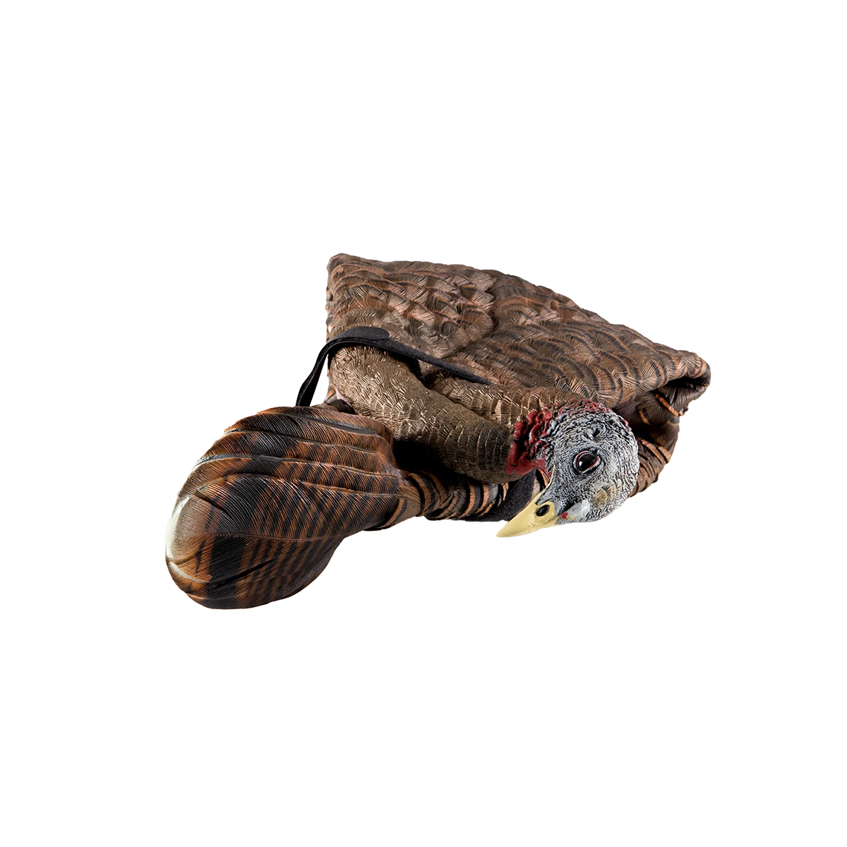 Turkey decoy folded up on a white background