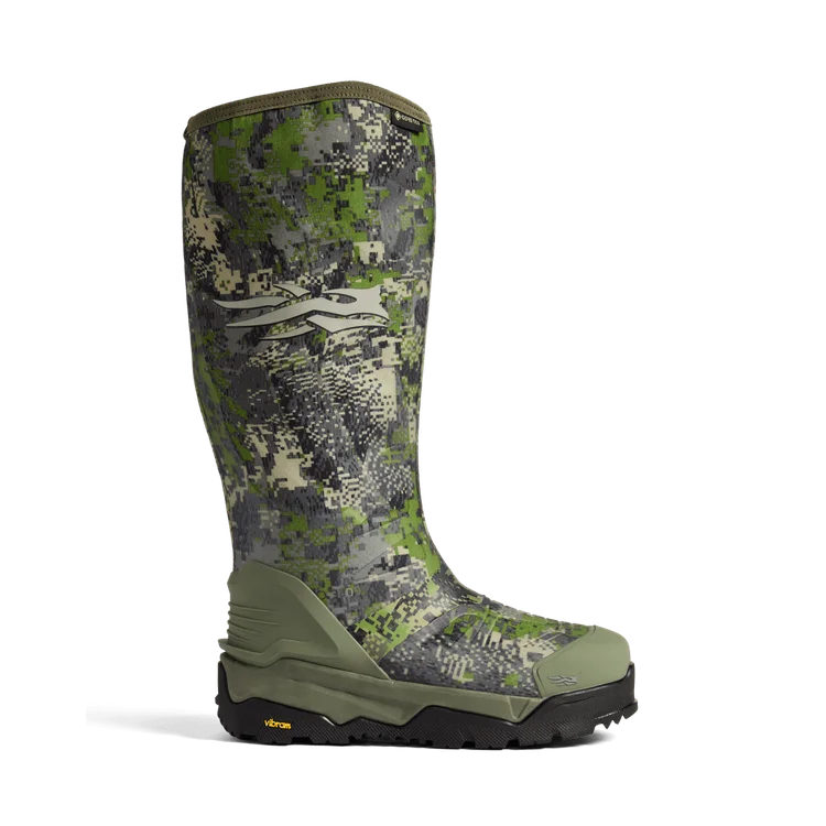 Camouflage-patterned boot on a white background