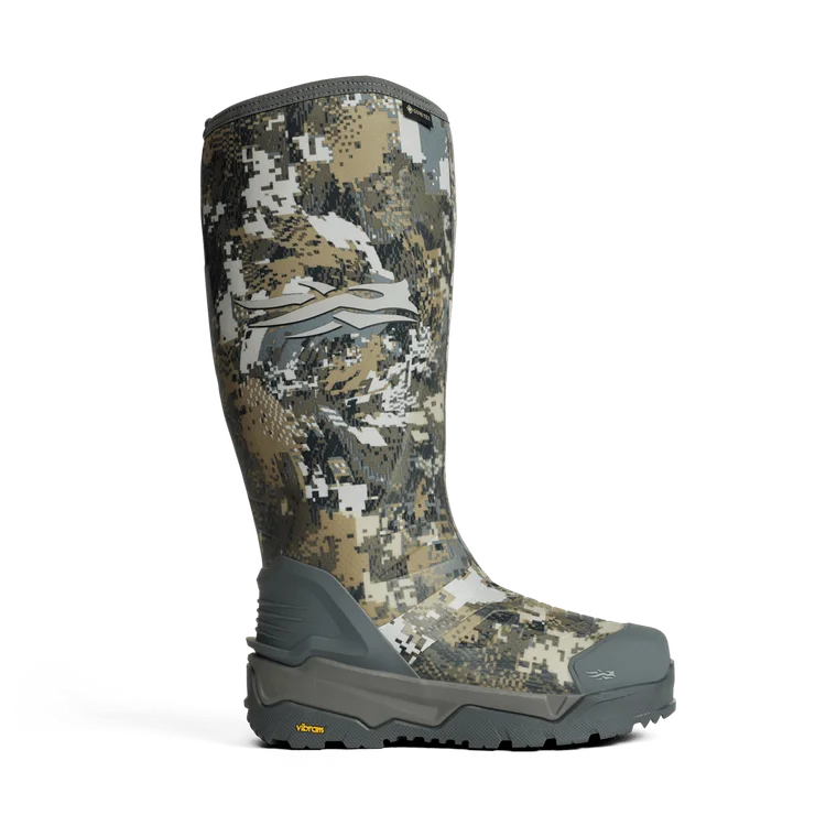 Camouflage-patterned boot on a white background