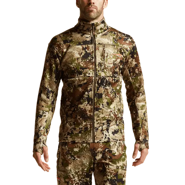 Camouflage hunting suit on a white background