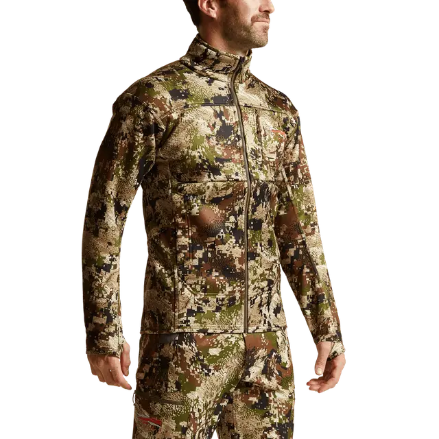 Camouflage hunting suit on a white background