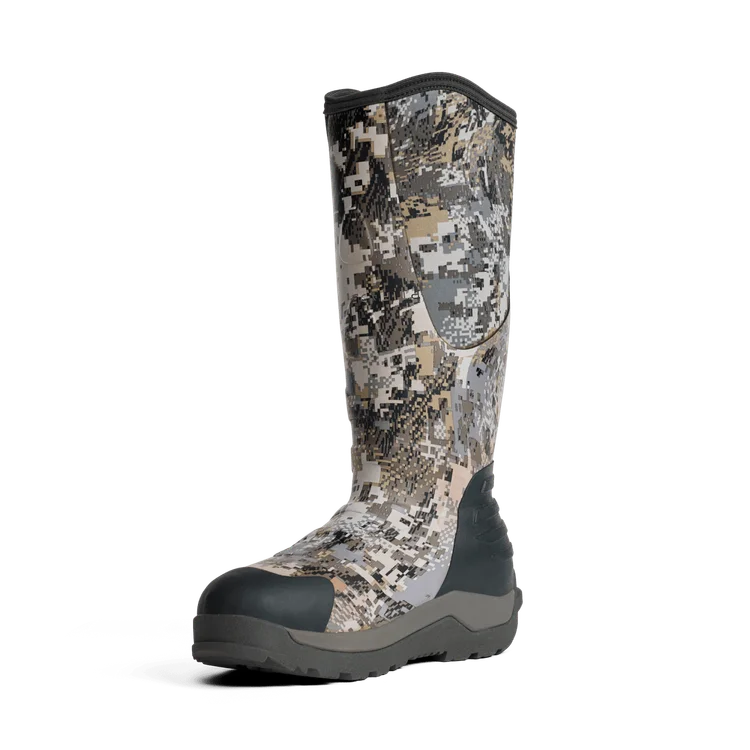 Camouflage-patterned boot on a white background