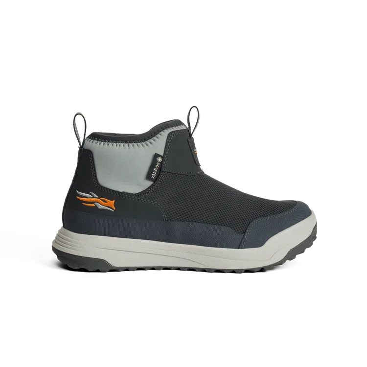 Black and gray boot with a visible brand logo on a white background