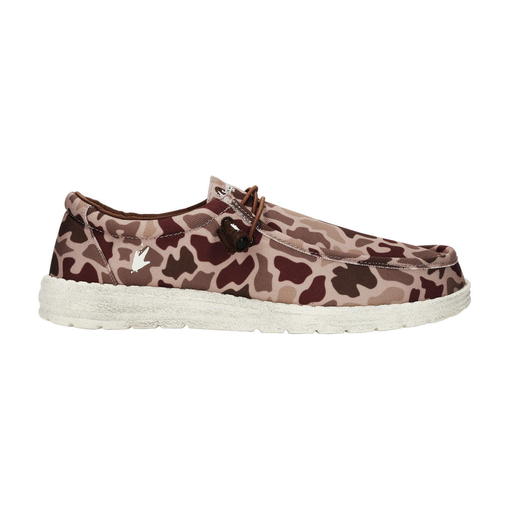 Camouflage-patterned shoe on a white background