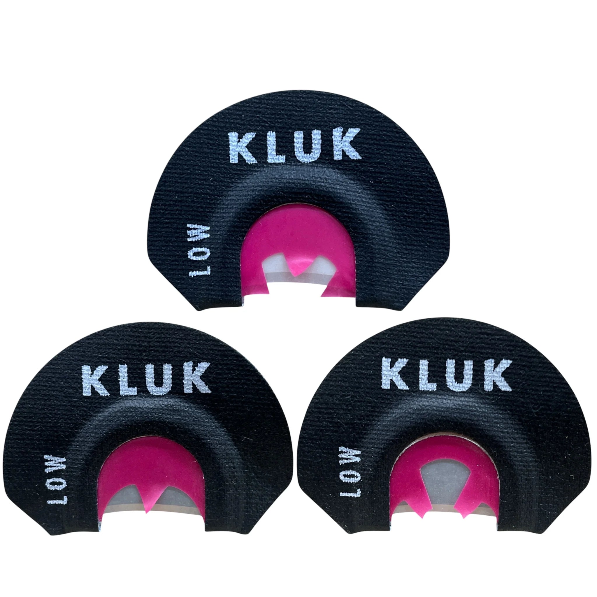 Three KLUK hunting call devices on a white background