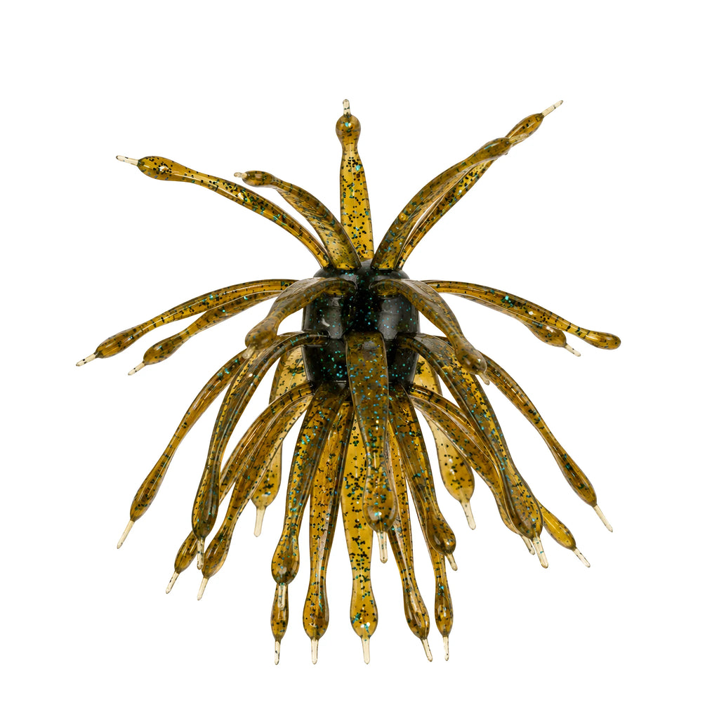 Fishing lure with multiple tentacle-like extensions on a white background