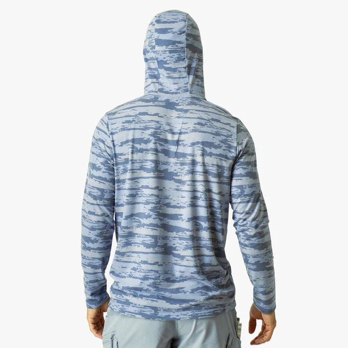 Blue camouflage hoodie on a white background