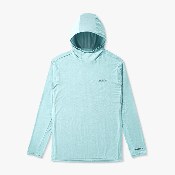 Light blue hoodie with hood on a white background