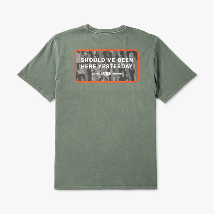 green shirt with camo logo on a white background