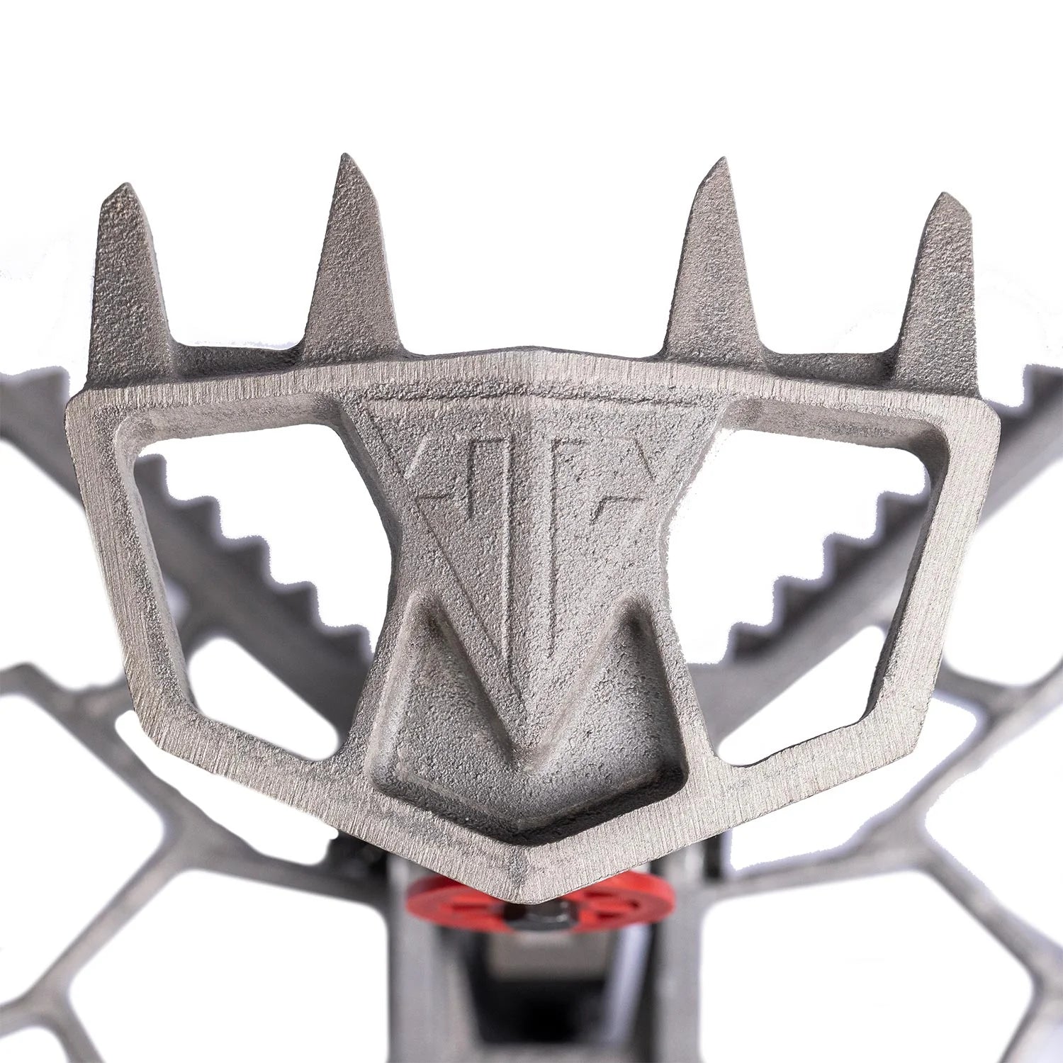 close up a brand logo on top of saddle hunting platform