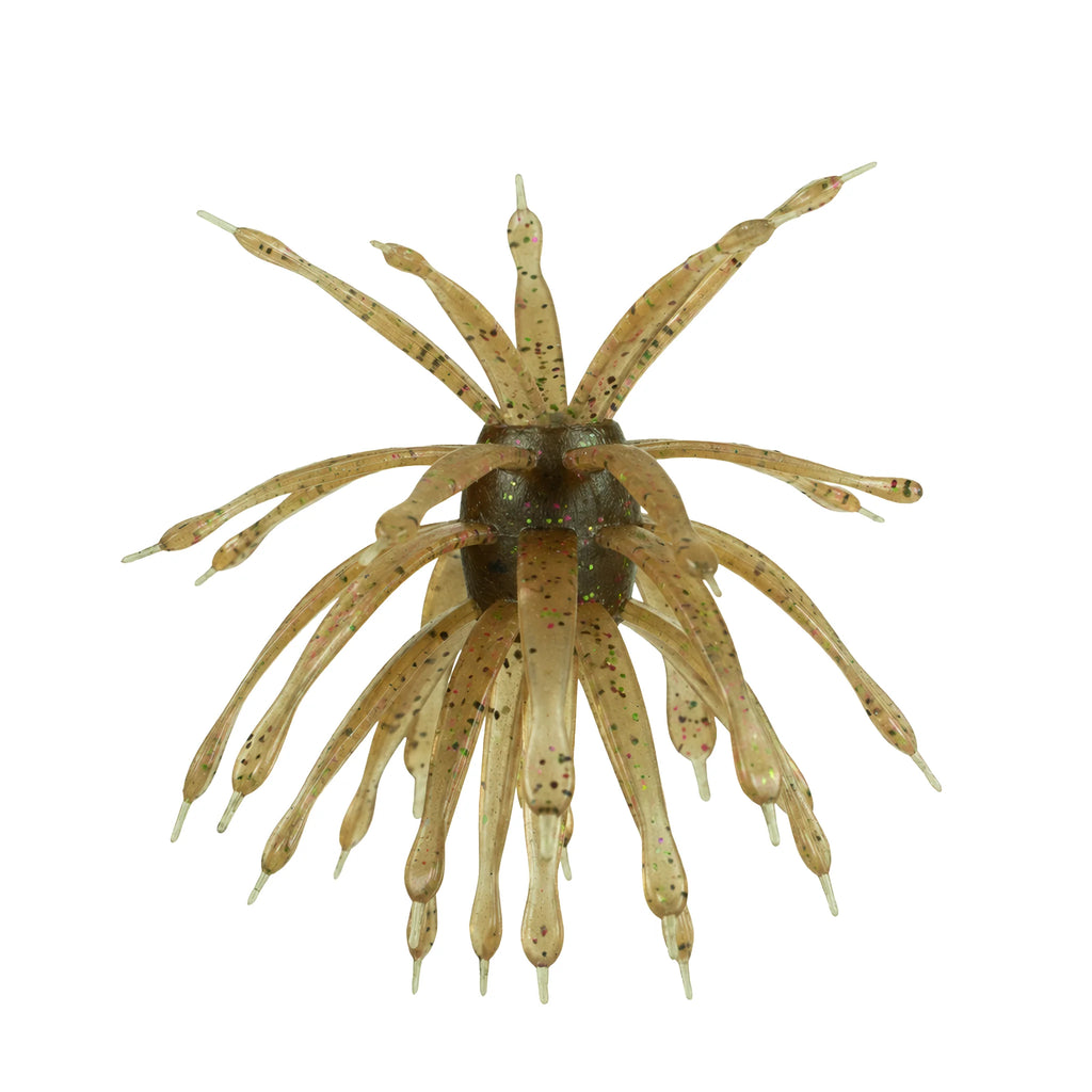 Artificial squid fishing lure on a white background