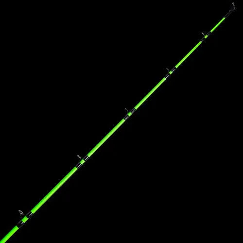 Green fishing rod on a black background