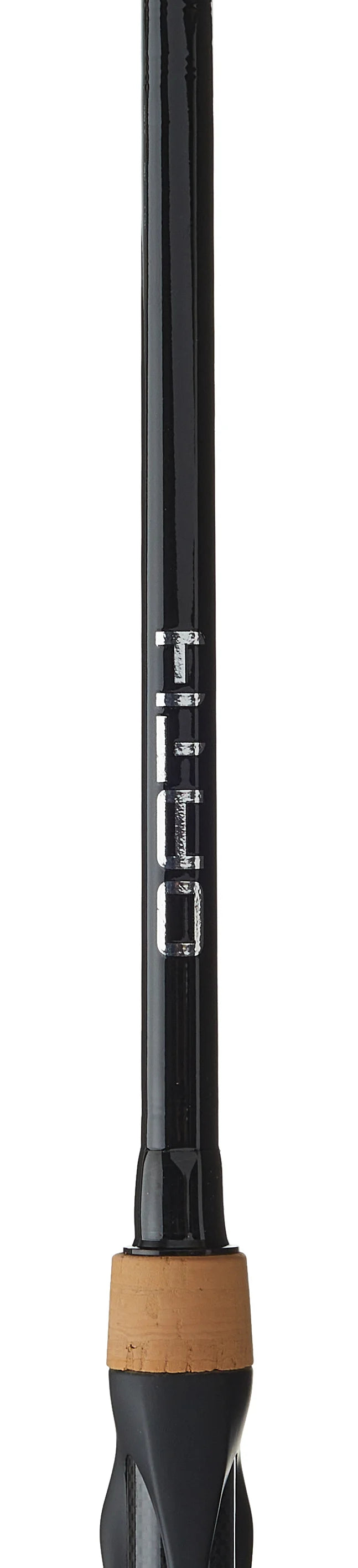 Fishing rod with cork handle on a white background