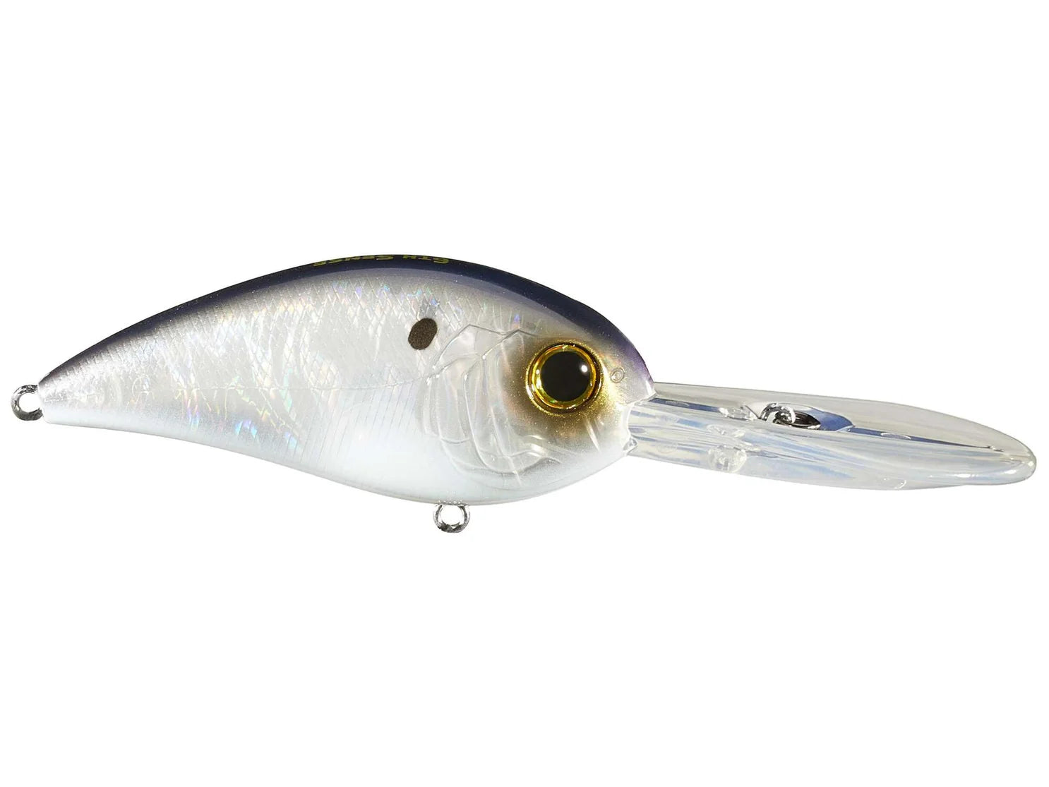 white and blue fishing lure on a white background