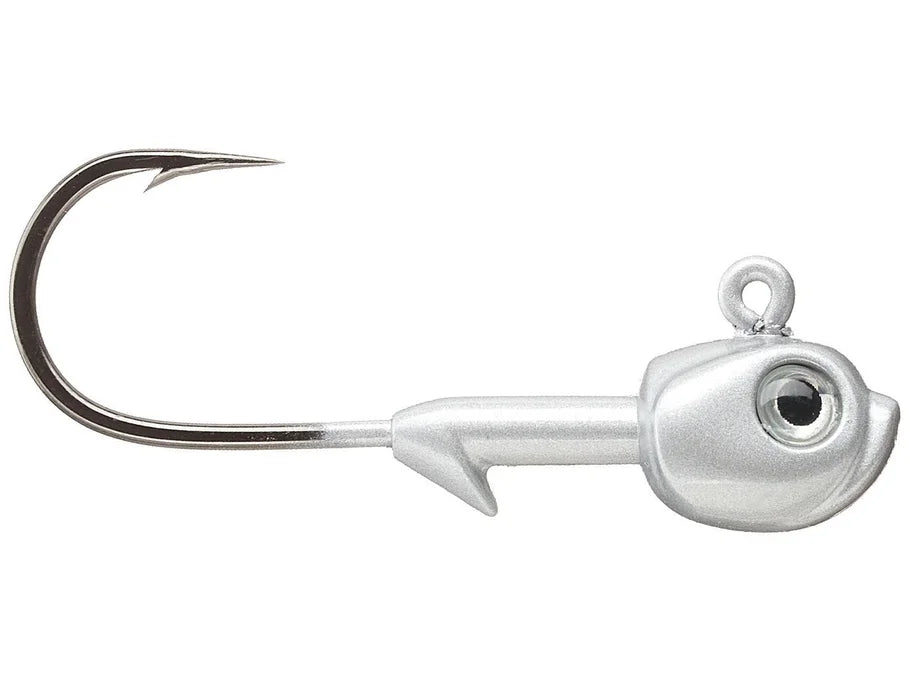 Metallic fishing lure with a hook on a white background