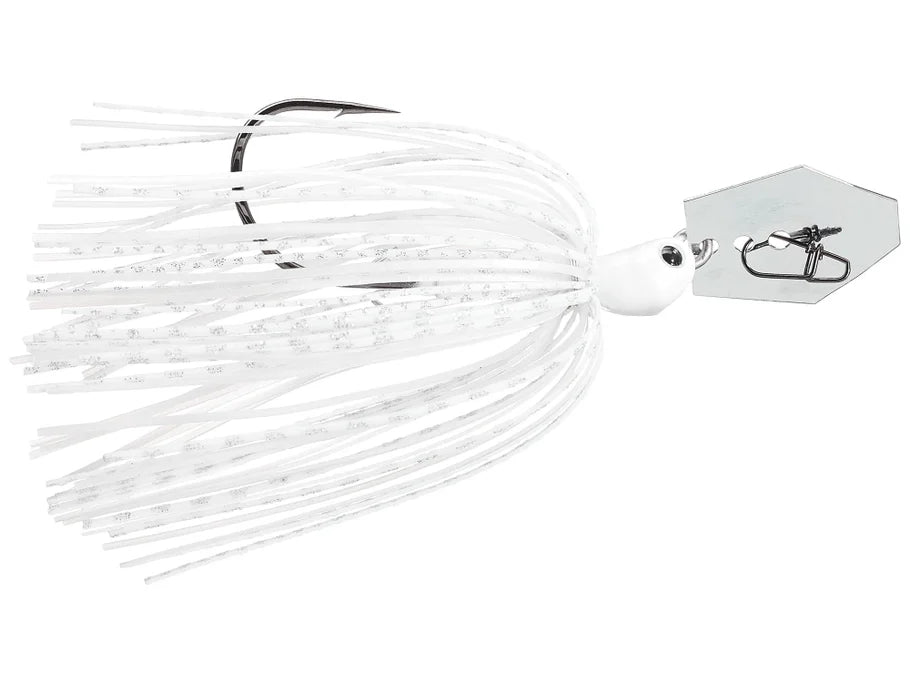 White fishing lure with a hook on a white background