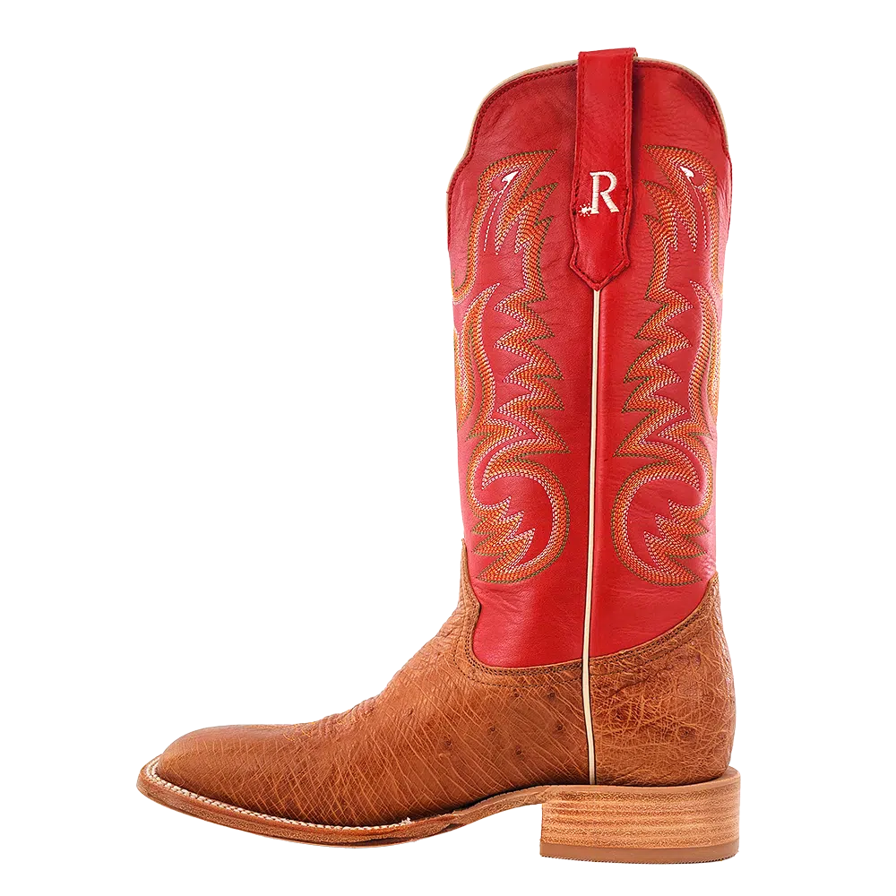 COGNAC SMOOTH OSTRICH EXOTIC WESTERN BOOTS