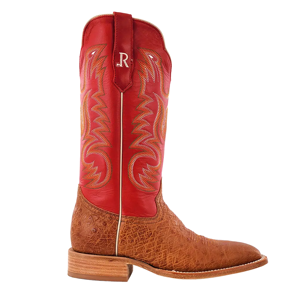COGNAC SMOOTH OSTRICH EXOTIC WESTERN BOOTS