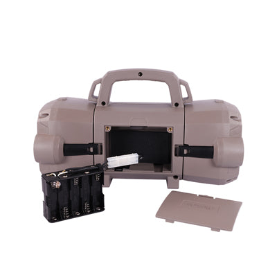 Portable generator with a black battery pack and cover on a white background