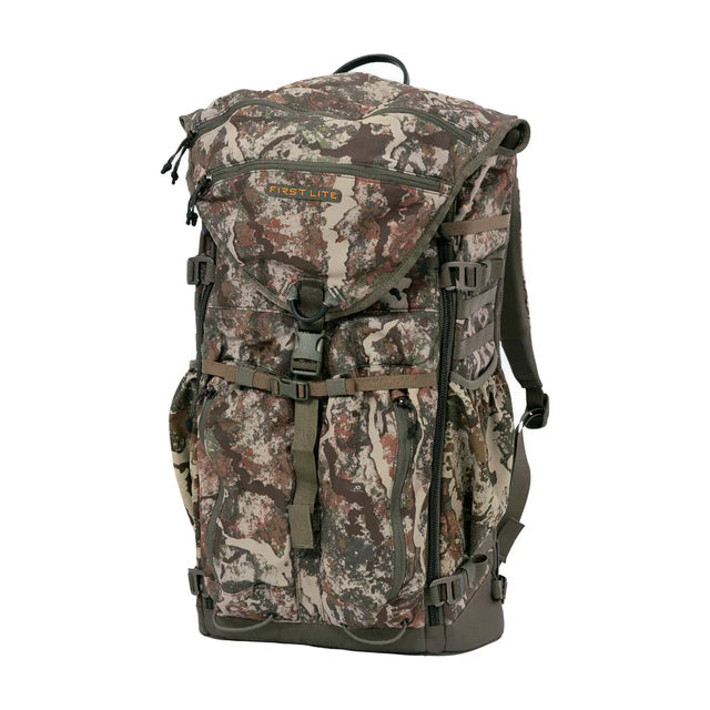 Camouflage backpack on a white background