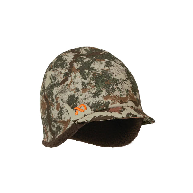 Camouflage helmet with a logo on a white background